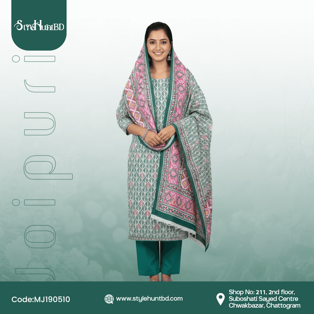 Deep Teal & White Joipuri Collection